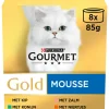 6x Gourmet Gold Mousse Kip - Zalm - Niertjes - Konijn 8 x 85 gr