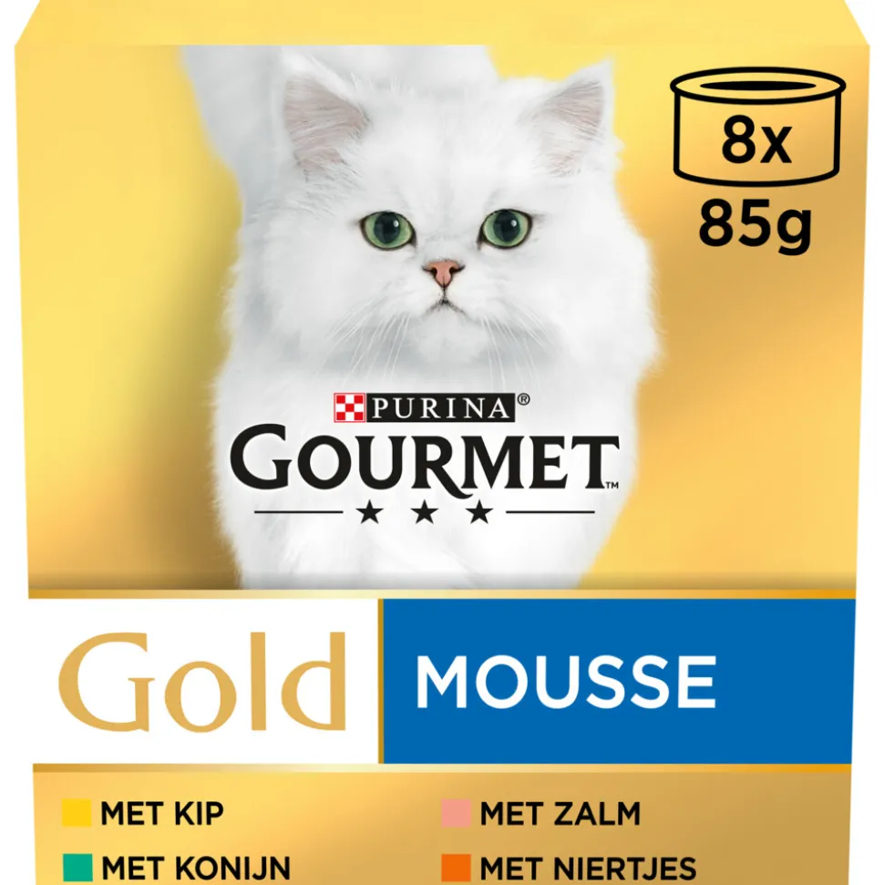 6x Gourmet Gold Mousse Kip - Zalm - Niertjes - Konijn 8 x 85 gr