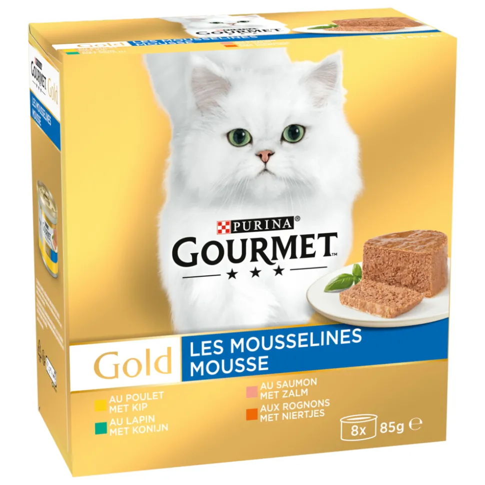 6x Gourmet Gold Mousse Kip - Zalm - Niertjes - Konijn 8 x 85 gr