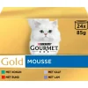 4x Gourmet Gold Mousse Rund - Konijn - Kalfsvlees - Lam 24 x 85 gr