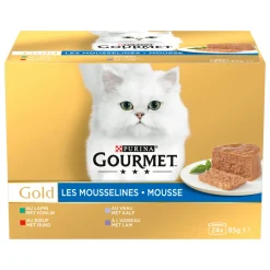 4x Gourmet Gold Mousse Rund - Konijn - Kalfsvlees - Lam 24 x 85 gr