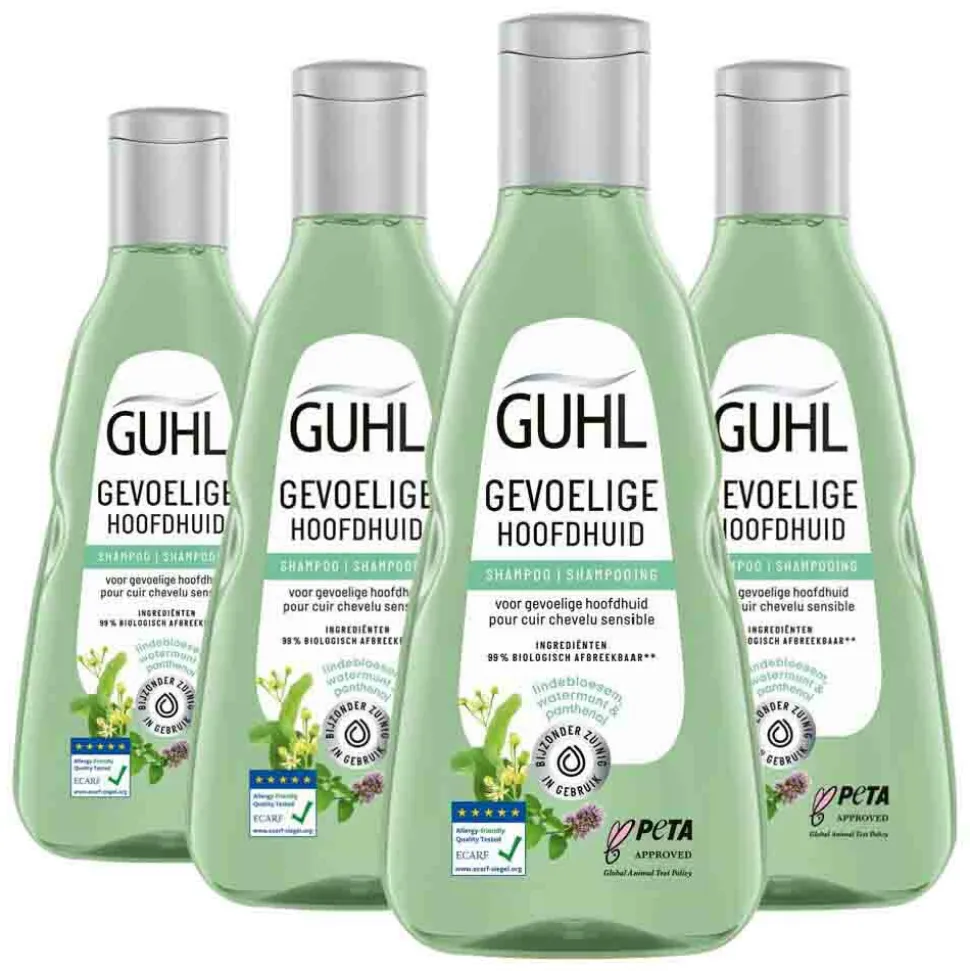 4x Guhl Shampoo Gevoelige Hoofdhuid 250 ml