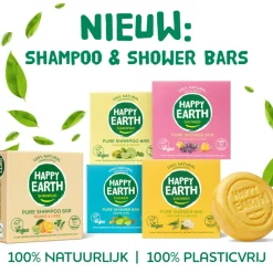6x Happy Earth 100% Natuurlijke Shower Bar Cedar Lime 90 gr