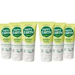 6x Happy Earth Bodylotion 100% Natuurlijk Baby & Kids 200 ml