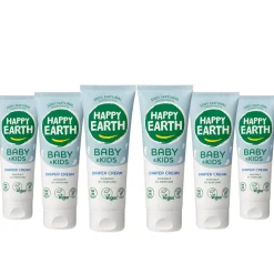 6x Happy Earth Diaper Cream 100% Natuurlijk Baby & Kids 75 ml