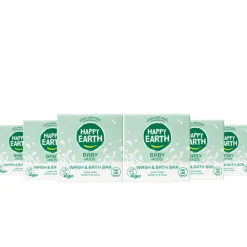 6x Happy Earth Wash & Bath Bar 100% Natuurlijk Baby & Kids 50 gr