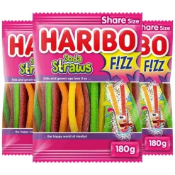 3x Haribo Soda Straws F!ZZ 185 gr