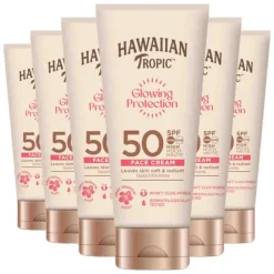 6x Hawaiian Tropic Zonnebrand Glowing Protection Face Cream SPF 50 50 ml