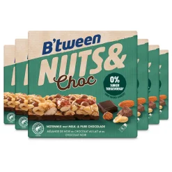 6x Hero B'tween Nuts & Choc Notenmix Chocolade Melk Puur 3 x 32 gr