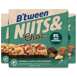 3x Hero B'tween Nuts & Choc Notenmix Chocolade Melk Puur 3 x 32 gr