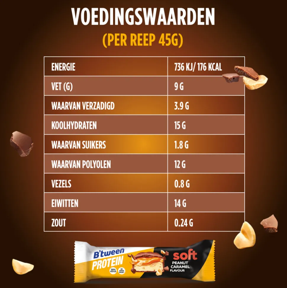 12x Hero B'tween Proteinreep Soft Peanut Caramel 45 gr