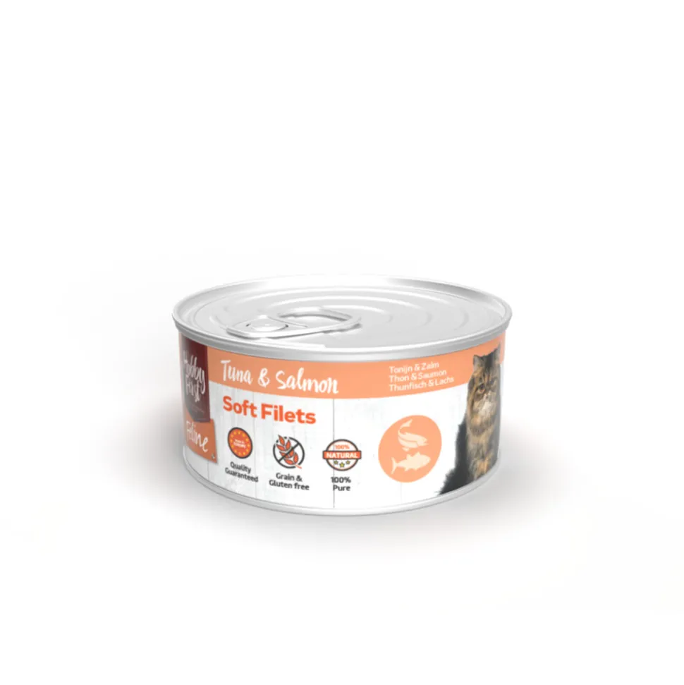 12x HobbyFirst Feline Blik Zachte Filets Tonijn & Zalm 70 gr