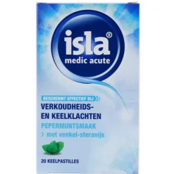 2x Isla Medic Acute Keelpastilles Pepermuntsmaak 20 stuks