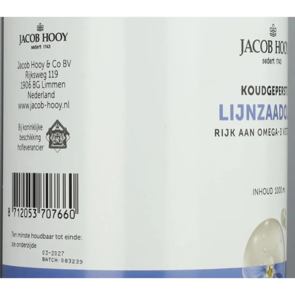 3x Jacob Hooy Lijnzaadolie 1 liter