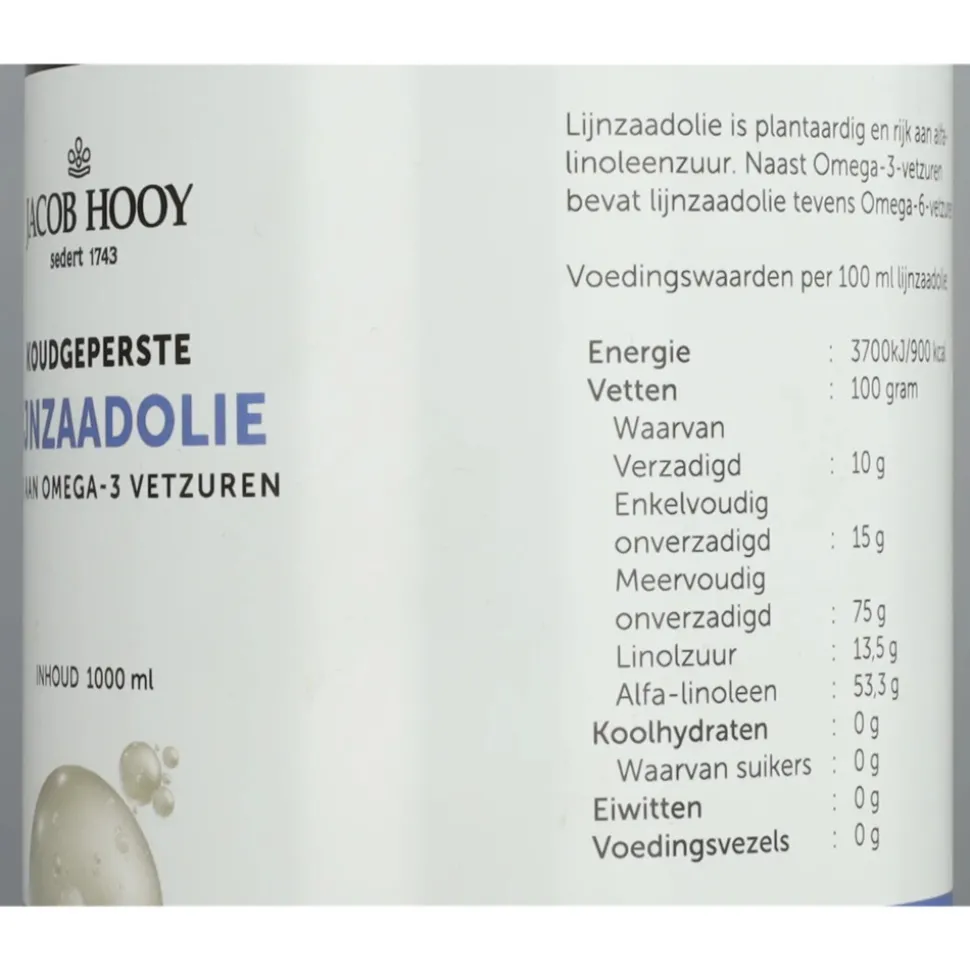 3x Jacob Hooy Lijnzaadolie 1 liter