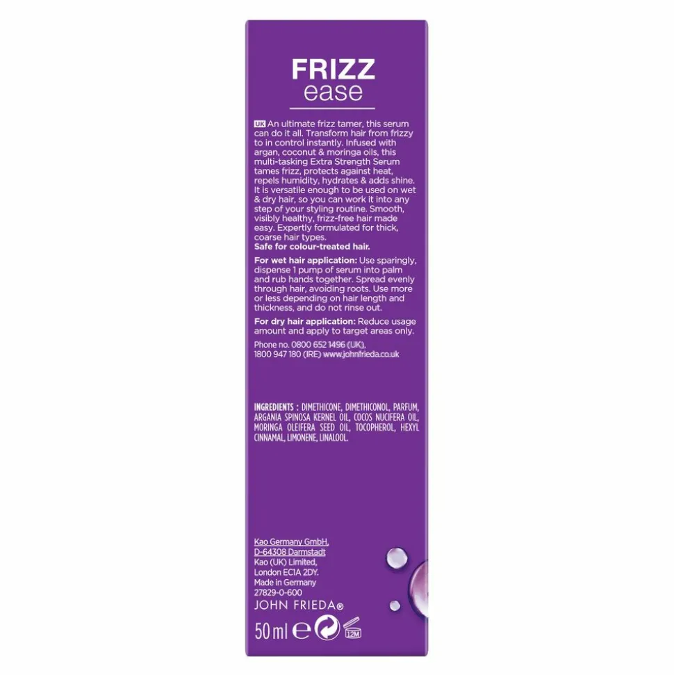 4x John Frieda Frizz Ease Extra Strength Serum 50 ml