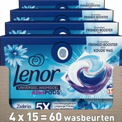4x Lenor Wasmiddel All-in-1 Pods Zeebries 15 stuks