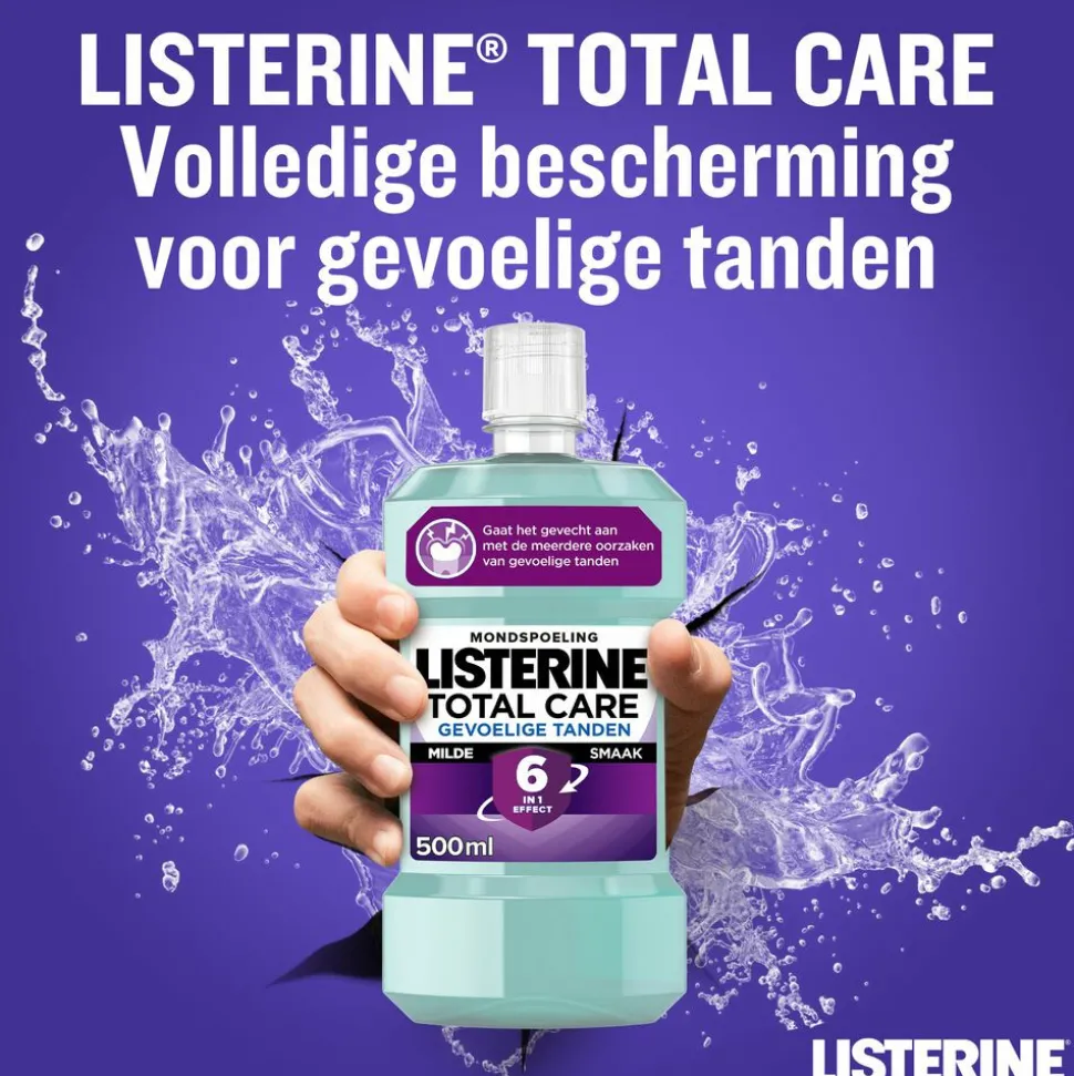3x Listerine Mondwater Total Care Gevoelige Tanden 500 ml