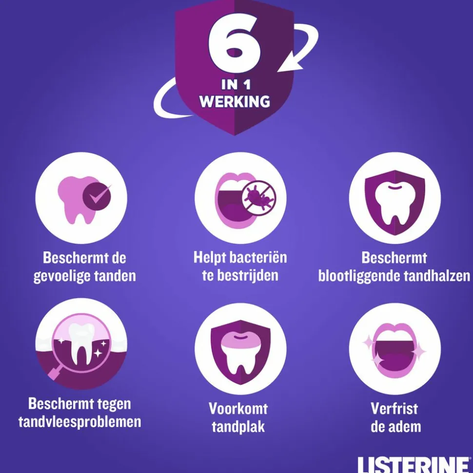 3x Listerine Mondwater Total Care Gevoelige Tanden 500 ml