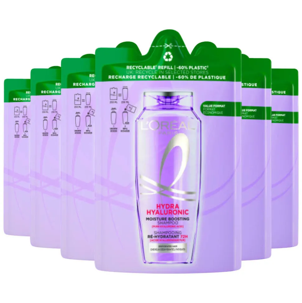 6x L'Oréal Elvive Hydra Hyaluronic Shampoo Refill 250 ml