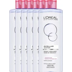 6x L'Oréal Skin Expert Micellair Water Droge en Gevoelige Huid 400 ml