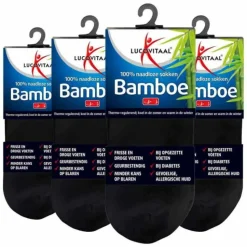 4x Lucovitaal Bamboe Enkelsok Zwart Maat 39-42 1 paar