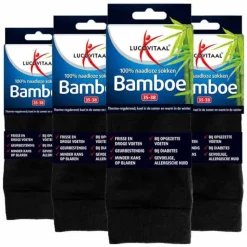 4x Lucovitaal Bamboe Sok Lang Zwart Maat 35-38 1 paar