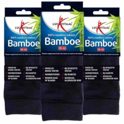 3x Lucovitaal Bamboe Sok Lang Blauw Maat 39-42 1 paar