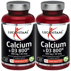 2x Lucovitaal Calcium 500mg + D3 20 mcg Kauwtabletten 90 kauwtabletten