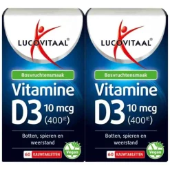 2x Lucovitaal D3 10 mcg (400Ie) Vitamine Vegan Kauwtabletten 60 kauwtabletten