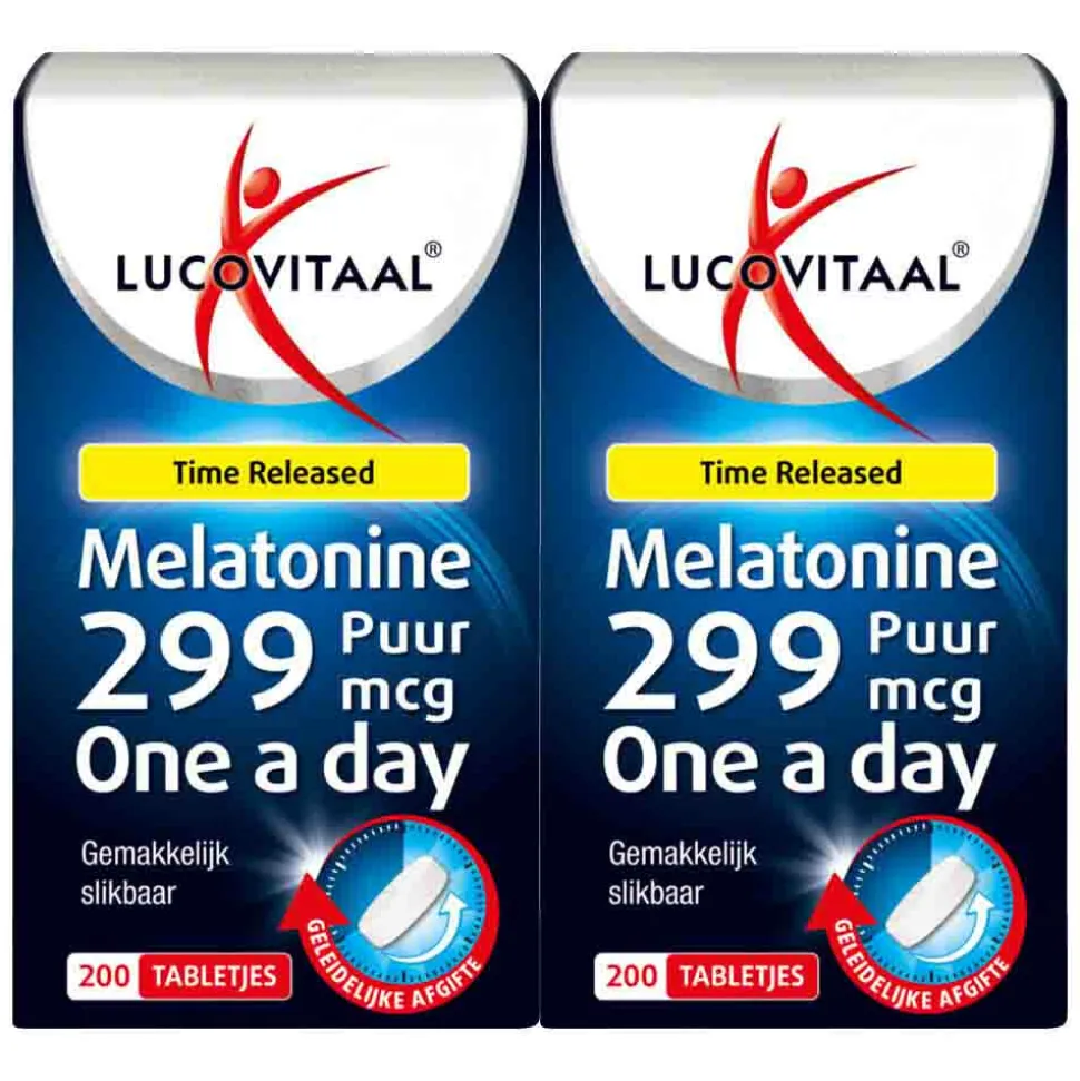 2x Lucovitaal Melatonine Puur 0,299mg Time Released 200 tabletten