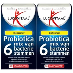 2x Lucovitaal Probiotica Mix van 6 Bacteriënstammen 30 kauwtabletten