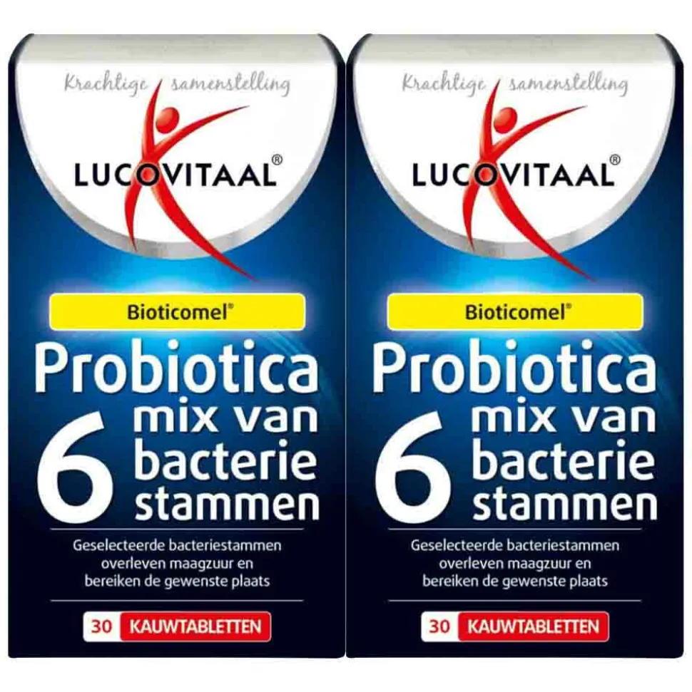 2x Lucovitaal Probiotica Mix van 6 Bacteriënstammen 30 kauwtabletten