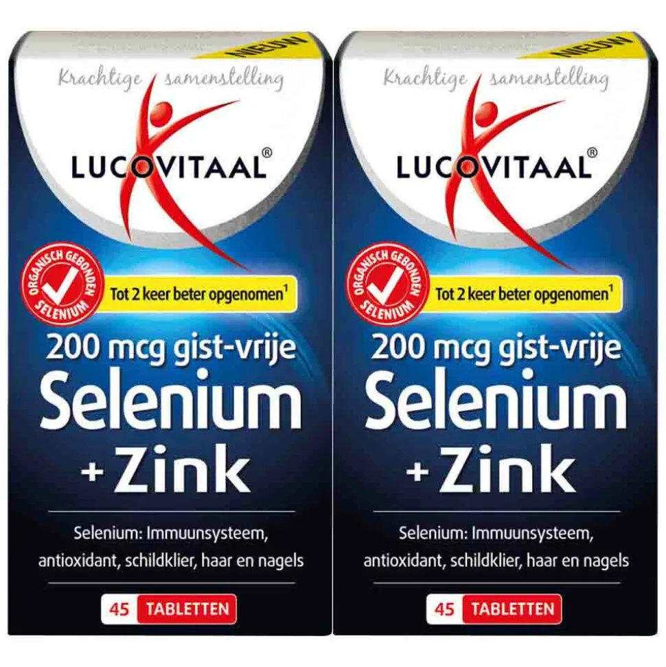 2x Lucovitaal Selenium & Zink 200 mcg Gistvrij 45 tabletten