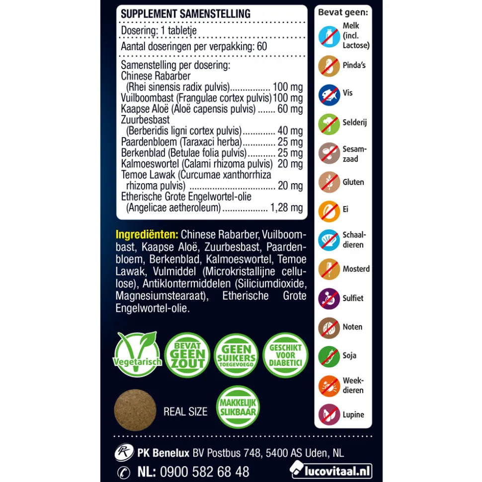 2x Lucovitaal Stoelgang Sennavrij 60 tabletten