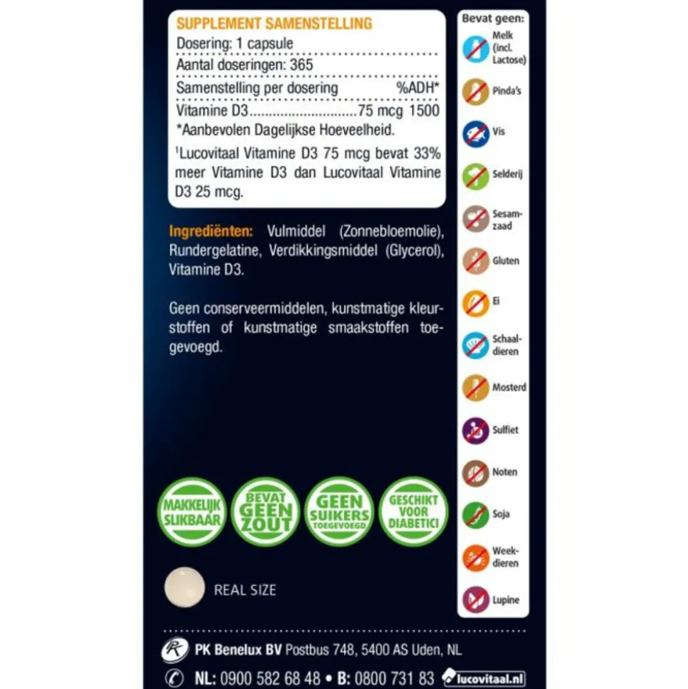 2x Lucovitaal Vitamine D3 D3 75mcg (3000IE) Forte 365 capsules