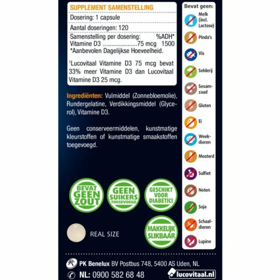 2x Lucovitaal Vitamine D3 75mcg (3000IE) Forte 120 capsules