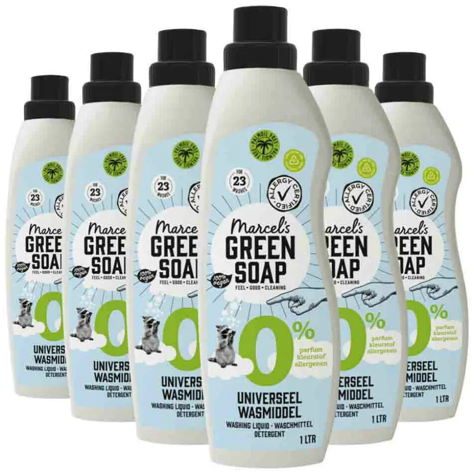 6x Marcel's Green Soap Wasmiddel Universeel 0% 1 liter