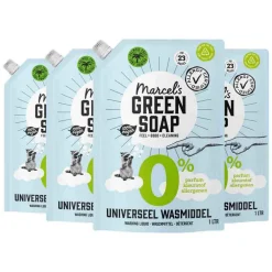 4x Marcel's Green Soap Wasmiddel Universeel 0% Navulling 1000 ml