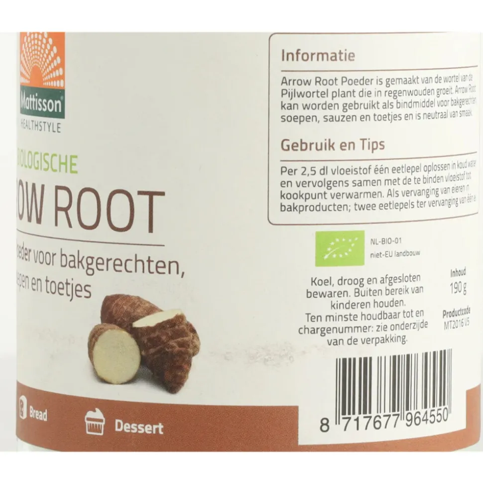 3x Mattisson Arrow Root Poeder Bio 190 gr