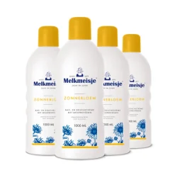 4x Melkmeisje Bad en Douche Crème Zonnebloem en Melk 1000 ml