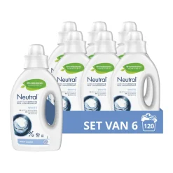 6x Neutral Vloeibaar Wasmiddel Wit 20 Wasbeurten 1 liter