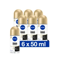 6x NIVEA Deodorant Roller Black & White Silky Smooth 50 ml