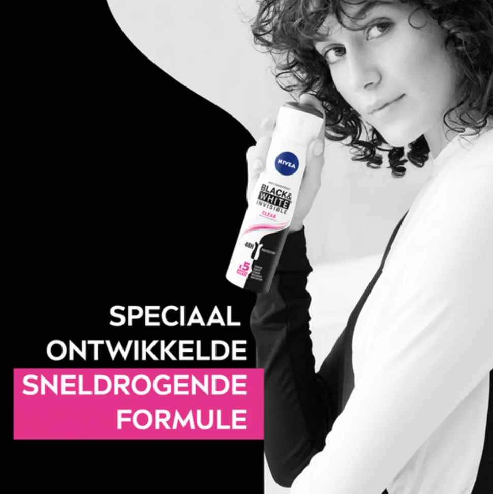 6x NIVEA Deodorant Spray Invisible For Black & White Clear 150 ml