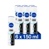 6x NIVEA Deodorant Spray Invisible For Black & White Pure 150 ml