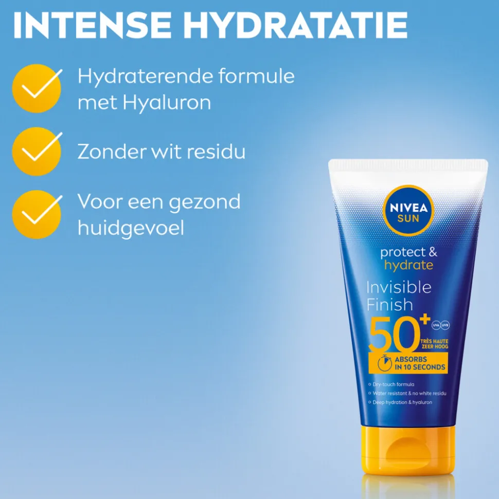 2x NIVEA Sun Protect & Hydrate Zonnecrème Invisible Finish SPF 50+ 150 ml