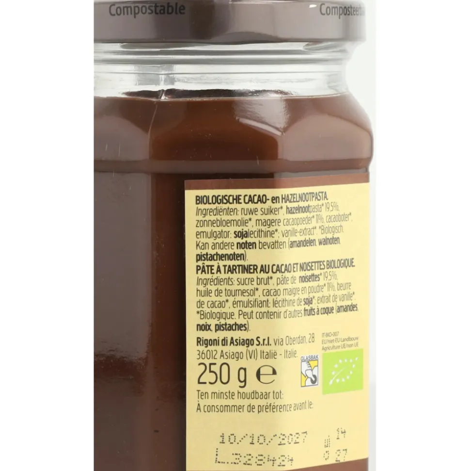6x Nocciolata Cacao- en Hazelnootpasta Melkvrij 250 gr