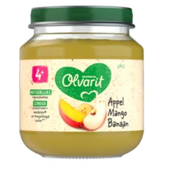 6x Olvarit 1e Fruithapje 4m Appel, Mango en Banaan 125 gr