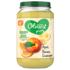 6x Olvarit Fruithapje 6m Appel Banaan Sinaasappel 200 gr