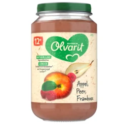 6x Olvarit Fruithapje 12m Appel Peer Framboos 200 gr